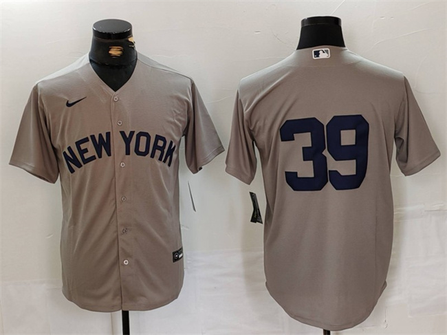 Men's New York Yankees #39 Jose Trevino Grey Cool Base Stitched Baseball Jersey